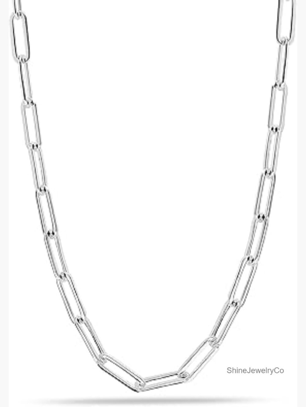 Sterling Silver Paperclip Chain Necklace 925 Lobster Clasp